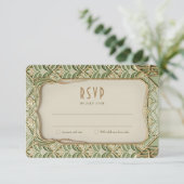 Elegante Art Nouveau bruiloft RSVP Kaart (Staand voorkant)