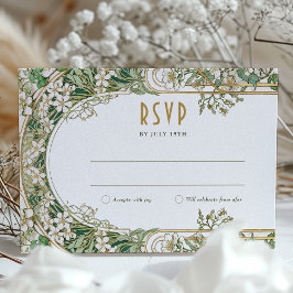 Elegante Art Nouveau bruiloft RSVP Kaart