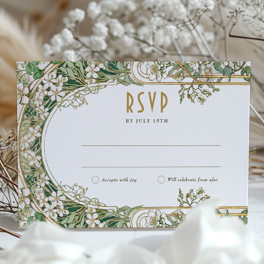 Elegante Art Nouveau bruiloft RSVP Kaart