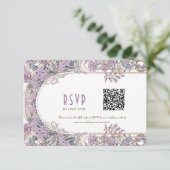 Elegante Art Nouveau Bruiloft RSVP Kaart met QR Co (Staand voorkant)