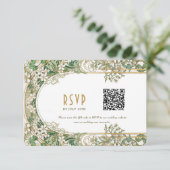 Elegante Art Nouveau Bruiloft RSVP Kaart met QR Co (Staand voorkant)