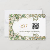 Elegante Art Nouveau Bruiloft RSVP Kaart met QR Co (Voorkant)