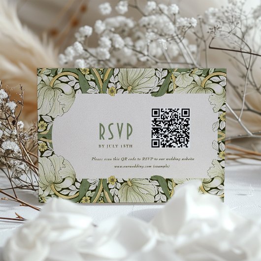 Elegante Art Nouveau Bruiloft RSVP Kaart met QR Co