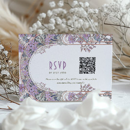 Elegante Art Nouveau Bruiloft RSVP Kaart met QR Co