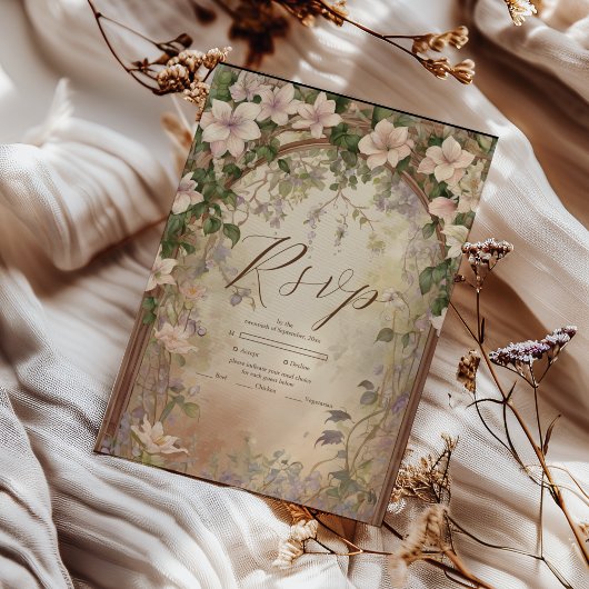 Elegante Art Nouveau bruiloft RSVP Kaartje