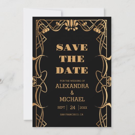 Elegante Art Nouveau bruiloft Save The Date (Voorkant)