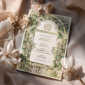 Elegante Art Nouveau bruiloft uitnodiging Gouden f