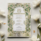 Elegante Art Nouveau bruiloft uitnodiging Gouden f