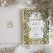 Elegante Art Nouveau bruiloft uitnodiging Gouden f
