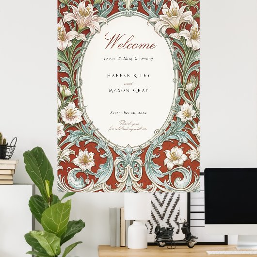 Elegante Art Nouveau bruiloft welkomstbord Poster (Thuiskantoor)