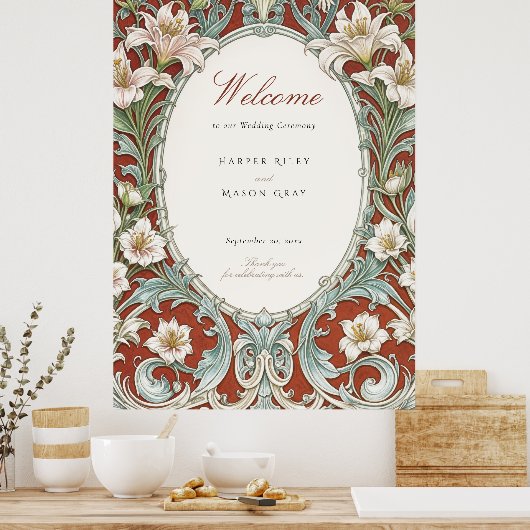 Elegante Art Nouveau bruiloft welkomstbord Poster (Keuken)