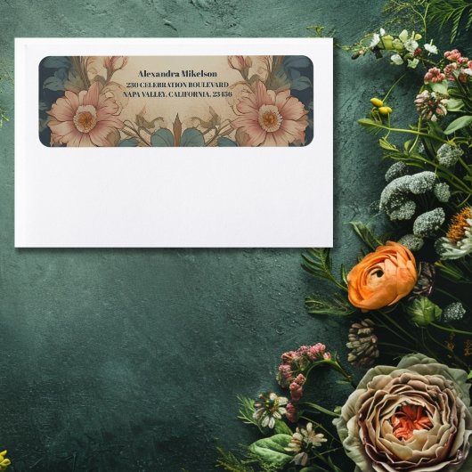 Elegante Art Nouveau Bruiloftsborrel Etiket