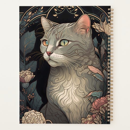 Elegante  Art Nouveau Cat 2024 Planner (Achterkant)