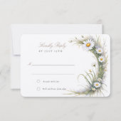 Elegante Art Nouveau Daisy Wedding RSVP Kaart (Voorkant)