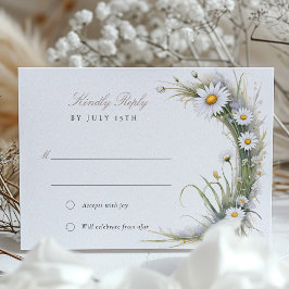Elegante Art Nouveau Daisy Wedding RSVP Kaart