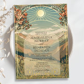 Elegante Art Nouveau Deco Natuur bruiloft Folie Uitnodiging