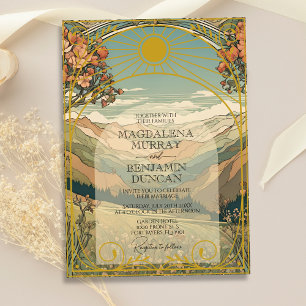 Elegante  Art Nouveau Deco Natuur bruiloft Kaart