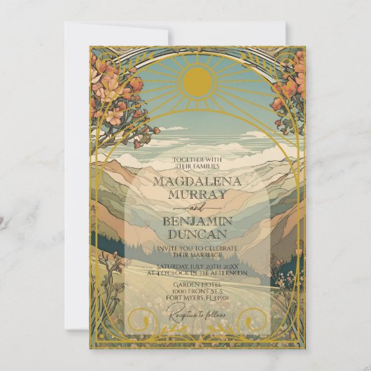 Elegante Art Nouveau Deco Natuur bruiloft Kaart (Voorkant)