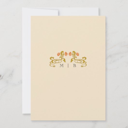 Elegante  Art Nouveau Deco Natuur bruiloft Kaart (Achterkant)