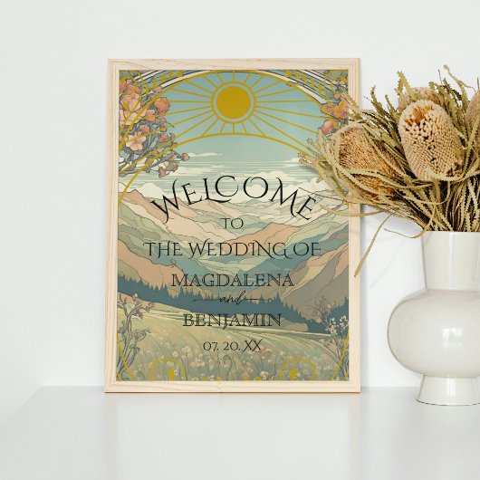 Elegante  Art Nouveau Deco Natuur Welkom Poster