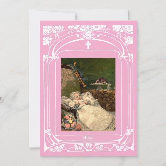 Elegante Art Nouveau doop Kaart (Achterkant)