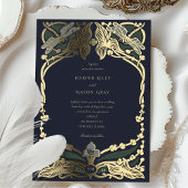 Elegante Art Nouveau Dragonfly bruiloft uitnodigin Folie Uitnodiging
