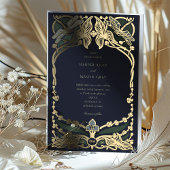 Elegante Art Nouveau Dragonfly bruiloft uitnodigin Folie Uitnodiging