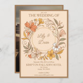 Elegante Art Nouveau Floral bruiloft uitnodiging (Voorkant / Achterkant)