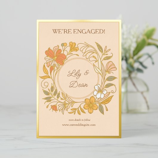 Elegante Art Nouveau Floral Folie Aankondiging (Staand Voorkant)