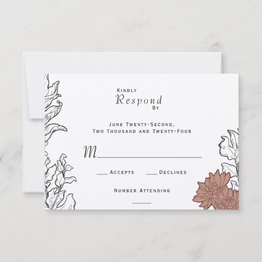 Elegante  Art Nouveau Floral Formal Bruiloft RSVP Kaartje (Voorkant)