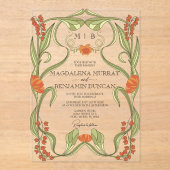 Elegante Art Nouveau Floral Lijst bruiloft Acryl Uitnodigingen (Voorkant)