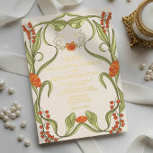 Elegante  Art Nouveau Floral Lijst bruiloft Folie Uitnodiging