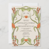 Elegante Art Nouveau Floral Lijst bruiloft Kaart (Voorkant)