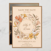 Elegante Art Nouveau Floral Save the Date (Voorkant / Achterkant)
