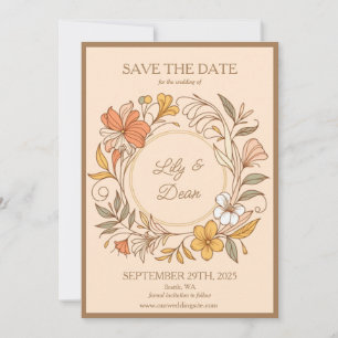 Elegante Art Nouveau Floral Save the Date