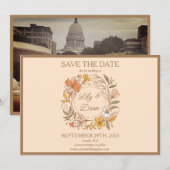 Elegante Art Nouveau Floral Save the Date (Voorkant / Achterkant)