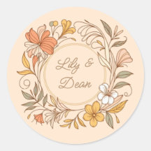 Elegante Art Nouveau Floral Sticker