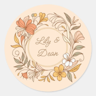 Elegante Art Nouveau Floral Sticker