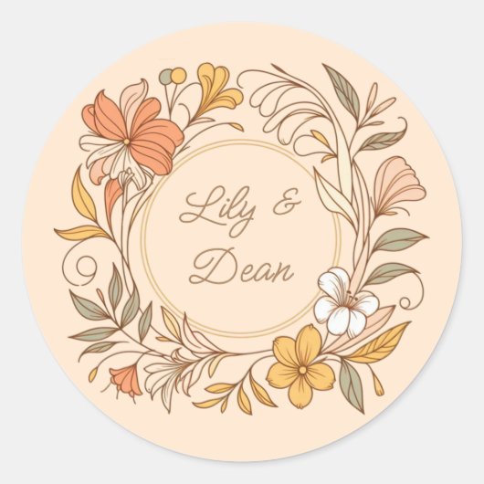 Elegante Art Nouveau Floral Sticker (Voorkant)