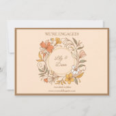 Elegante Art Nouveau Floral Verloving Aankondiging (Voorkant)