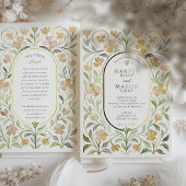 Elegante Art Nouveau Floral Waterverf Gold Wedding Folie Uitnodiging