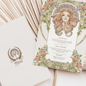 Elegante Art Nouveau Floral Wedding Menu Kaart