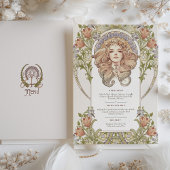 Elegante Art Nouveau Floral Wedding Menu Kaart