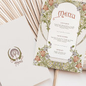 Elegante Art Nouveau Floral Wedding Menu Kaart