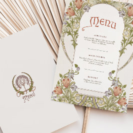 Elegante Art Nouveau Floral Wedding Menu Kaart
