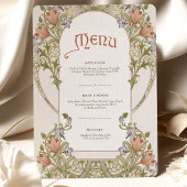 Elegante Art Nouveau Floral Wedding Menu Kaart