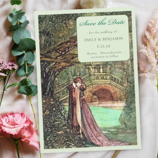 Elegante  Art Nouveau Forest bruiloft Save The Date