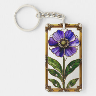 Elegante Art Nouveau Glas-in-lood Bloem Sleutelhanger