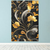 Elegante Art Nouveau Gouden Flora Canvas Afdruk (Insitu (Houten vloer))