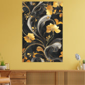 Elegante Art Nouveau Gouden Flora Canvas Afdruk (Insitu (Woonkamer))